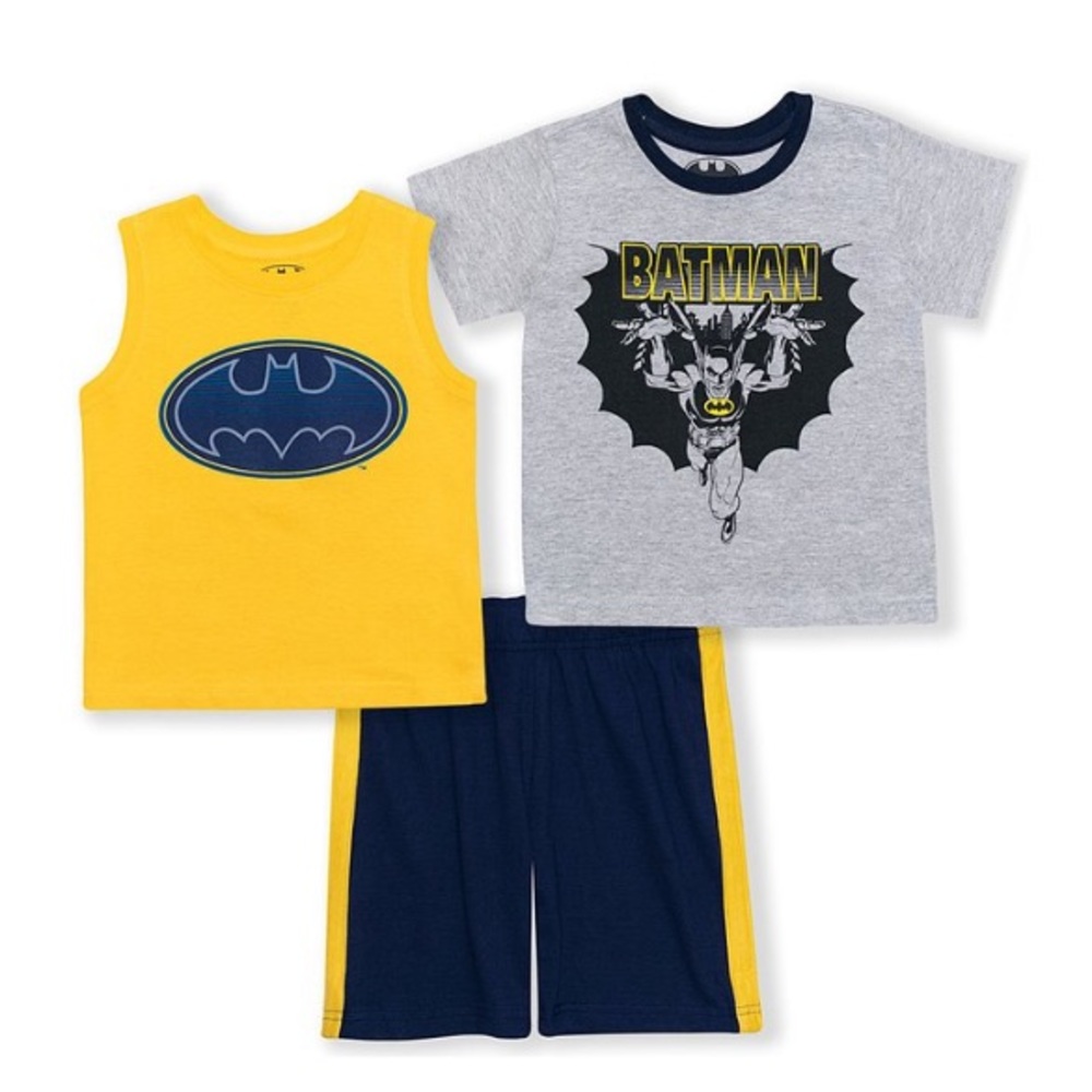 Yellow Classic Batman Tank Top, tee & Shorts Little Boy’s Size 4